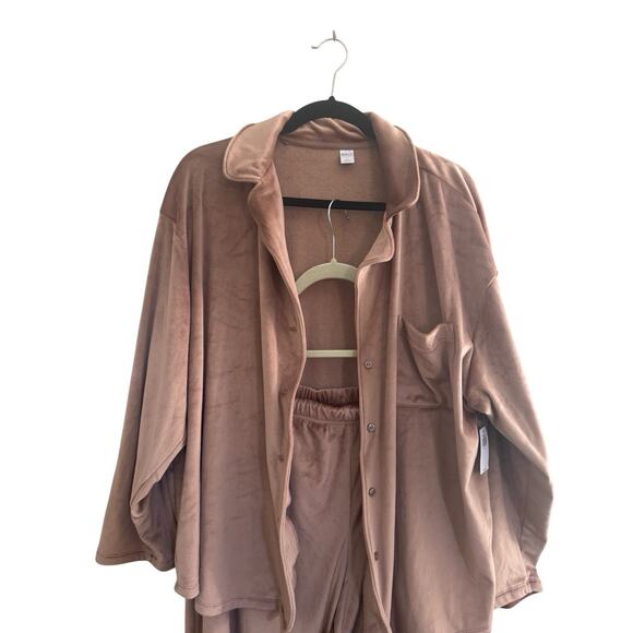 O.N.L.Y Old Navy Loves You Women XL 2pc Lot Velour Button Pajama Top Pants #5275 - Picture 2 of 12